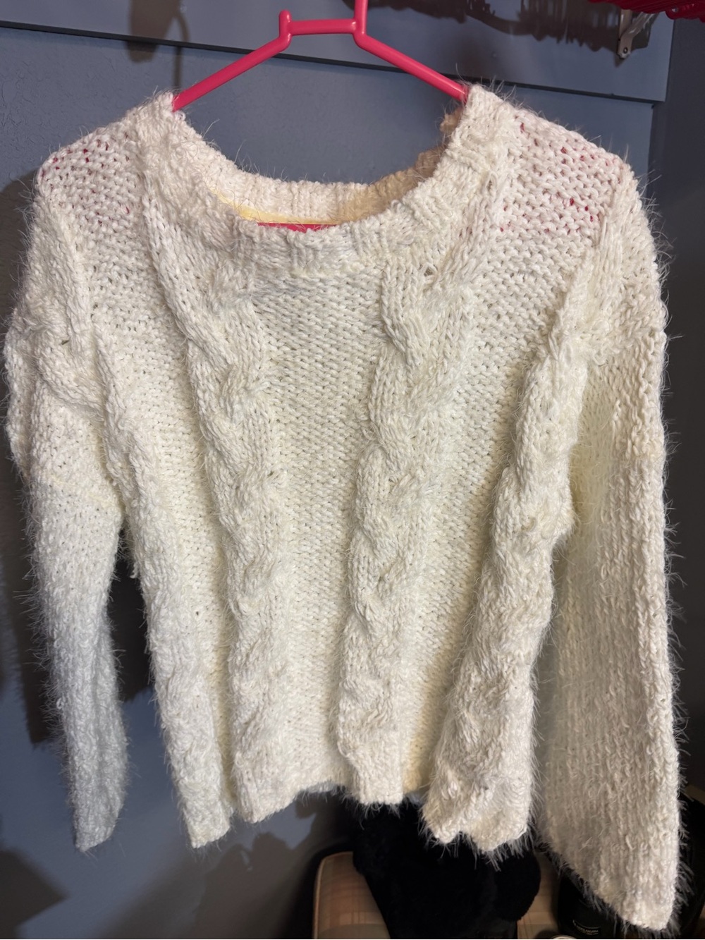 POL Cozy Cable Knit Women's Sweater - Cream